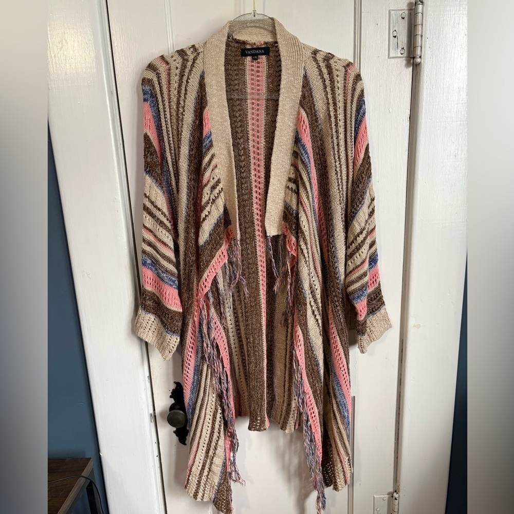 Striped Vandana Knit Cardigan with Fringe